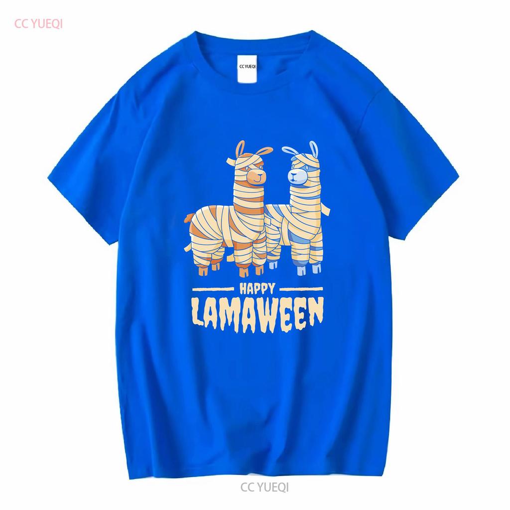 Happy Lamaween Funny Blade Halloween Mens Cotton T Shirt long or short sleeves vintage Washed fashion Stretched Slightly