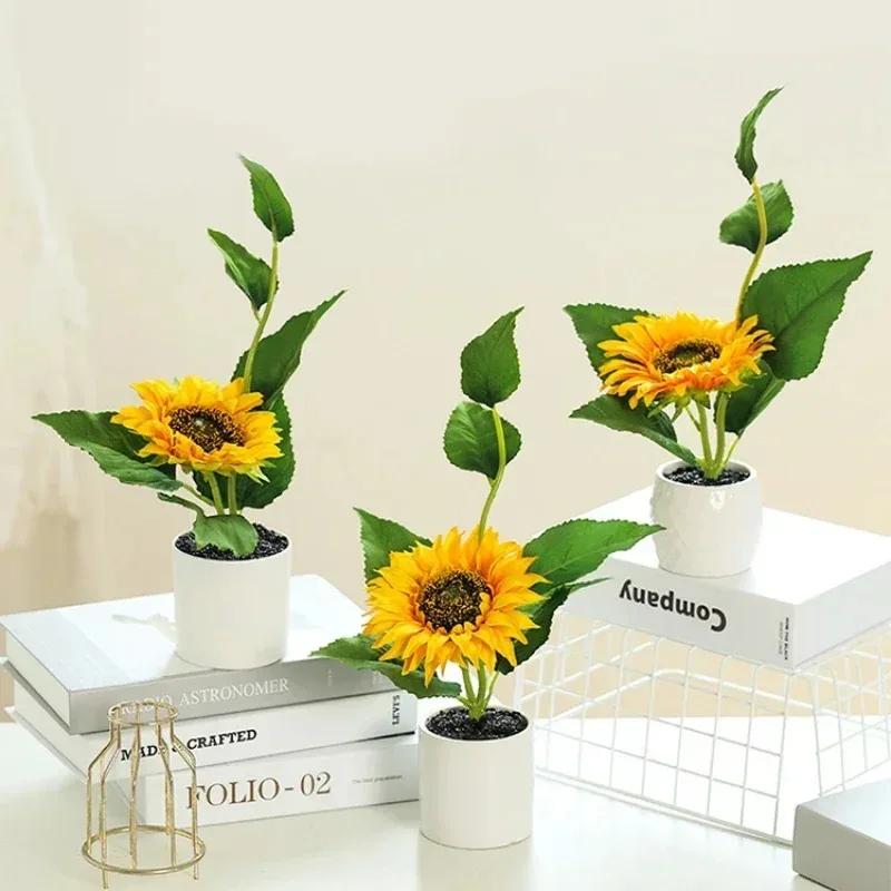 Home Decoration Artistic Sunflower Planters Garden Ornament Simple Living Room Tabletop Decorations Simulation Flowerpot Gifts
