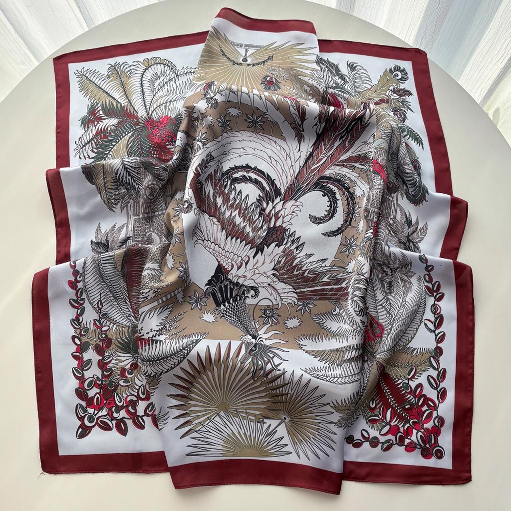 Soft Stain Retro Square Scarf For Women Elegant Ladies Hijab Neckerchief Shawl Luxury Imitation Silk Scarves For Travel