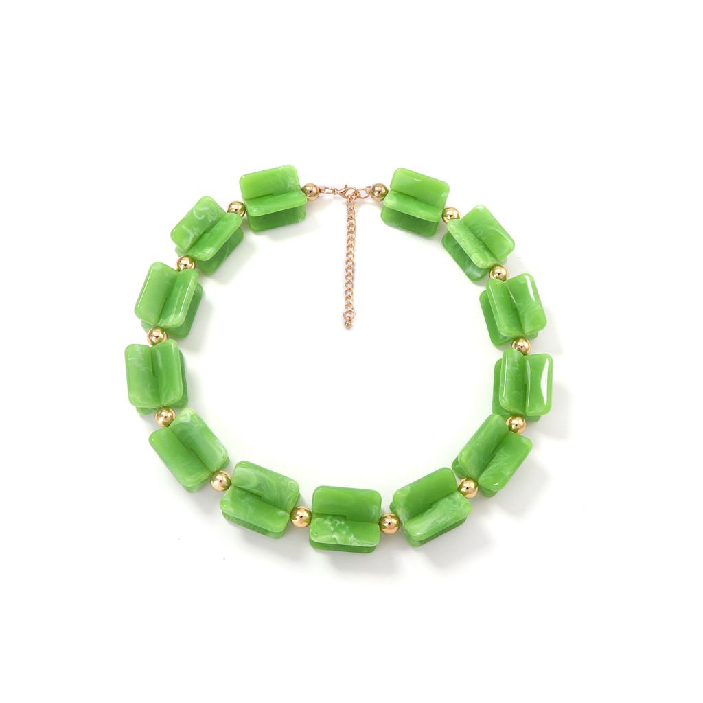 European and American Simple and Versatile Personality Niche Design Geometric Resin Beaded Necklace Fashion Trend Women's Accessories