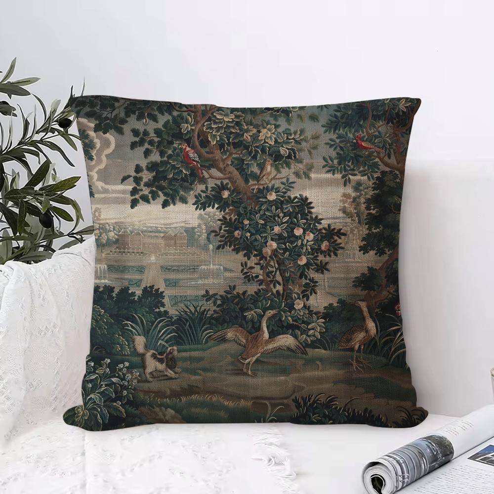 French Th Century Cushion Cover Eco Linen Pillow Case DoubleSided Print Breathable Durable Zipper Home Decor Gift