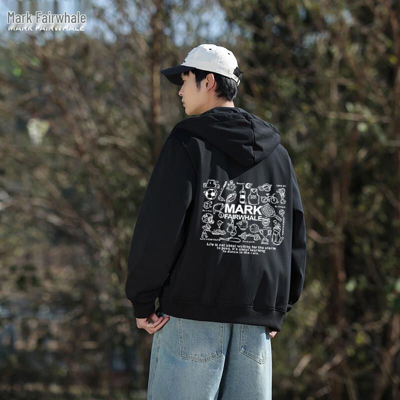 MARK FAIRWHALE Unisex Cotton Hooded Zip-Up Sweatshirt