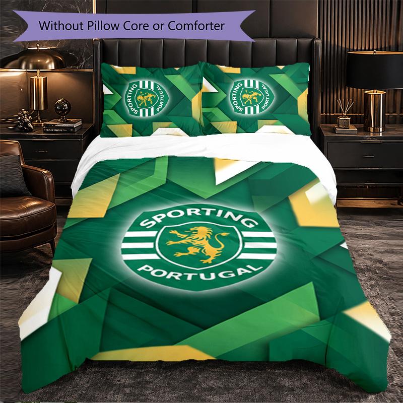 Biancheria da Letto a Tema Sporting CP FC Set 3 Pezzi Copripiumino Biancheria da Letto Decorativa per Camera Adolescenti Decorazione Casa