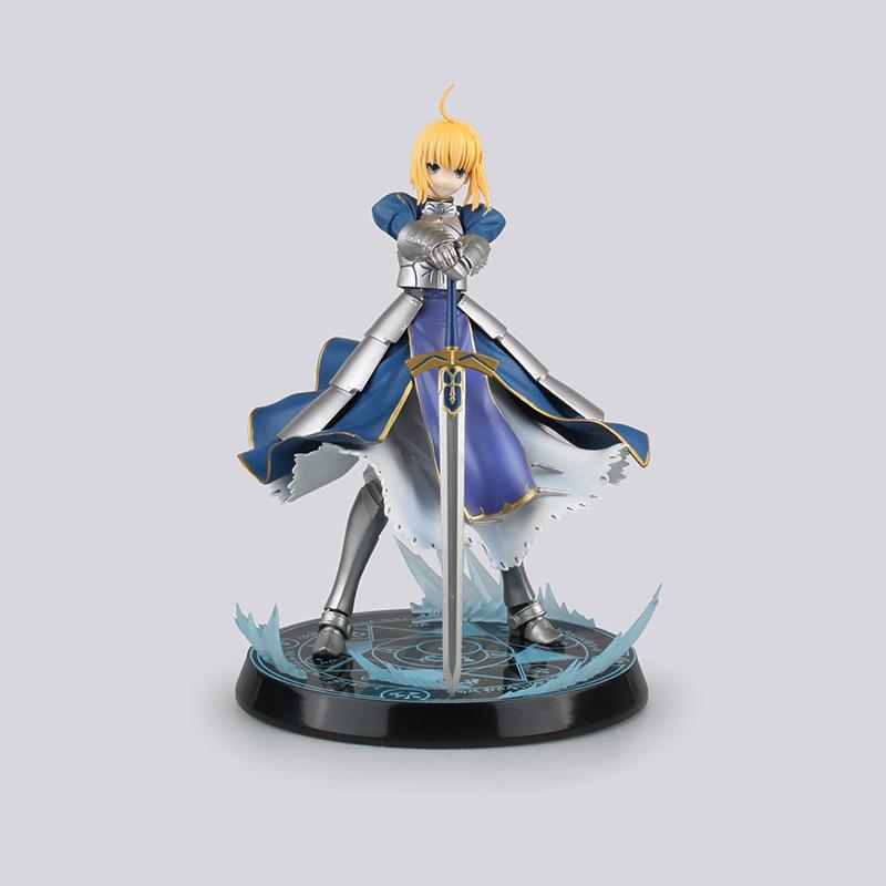 Anime Figure Fate/stay night Sober Knight Holding Sword Standing Position Cloak Model PVC Collection Gift Toy Sculpture 23CM