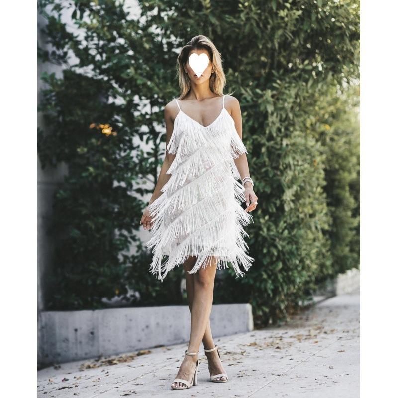 Träger Pailletten Quaste Rock Kragen Kleid Lateinischer Tanzkleid Tanzkostüm Bühnenkostüm