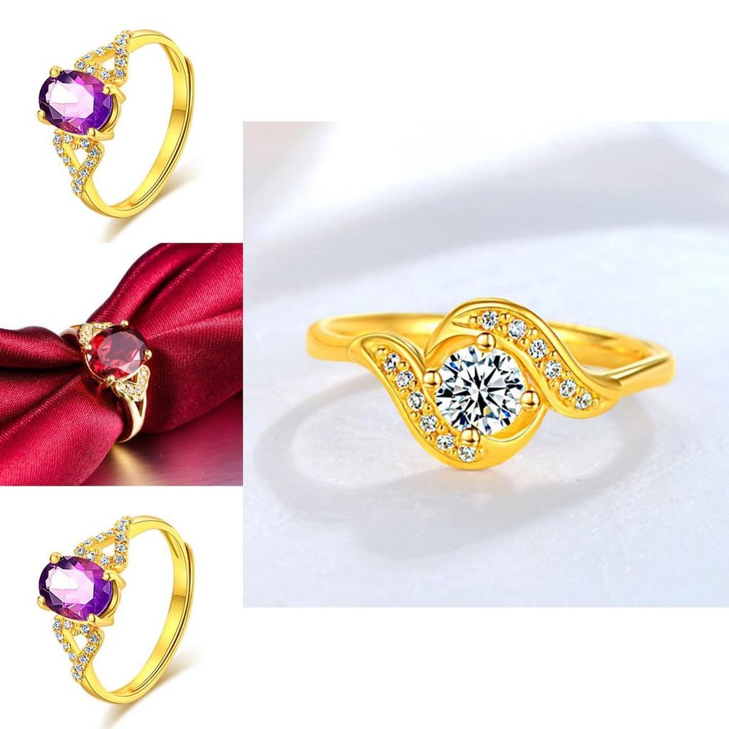 Beautiful Adjustable Womens Ring Featuring Purple Amethyst And Glittering Diamond Accents