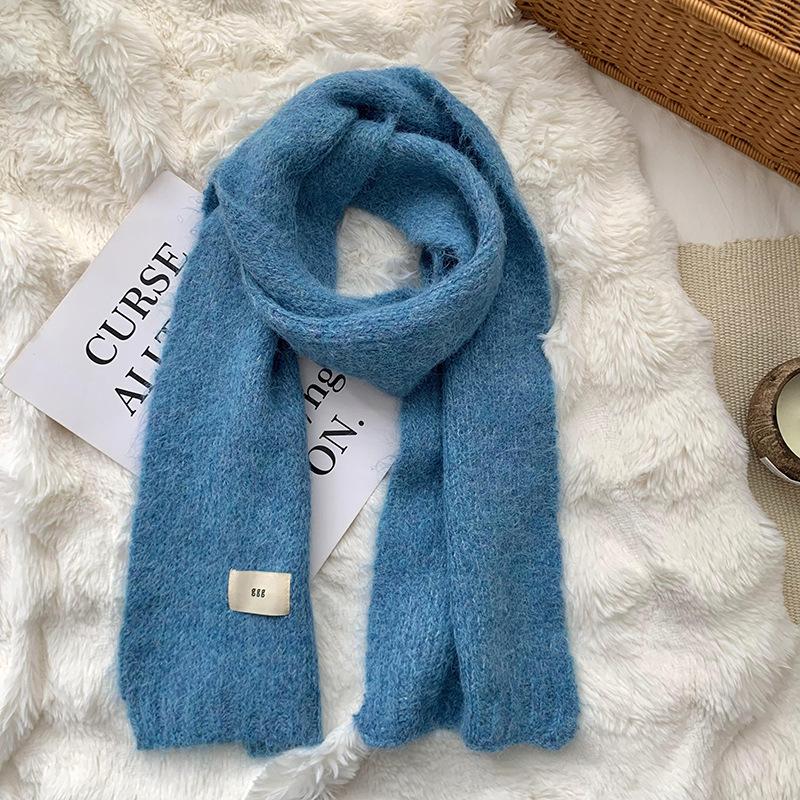 Scarf women's winter high-end sense new solid color warm imitation cashmere scarf knitted scarf shawl