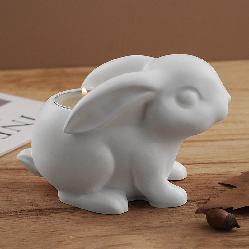 Samodzielny Uchwyt na Świecę Zajączek Wielkanocny Silikonowa Forma 3D Króliczek Uchwyt na Lampkę Herbacianą Gipsowa Forma Żywica Glinka Formy Świeczników Wystrój Domu