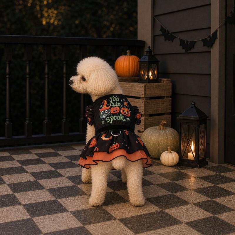 Pet Dog Dress Costume Halloween Christmas Festival Party Pumpkin Witch Princess Style Cotton Winter