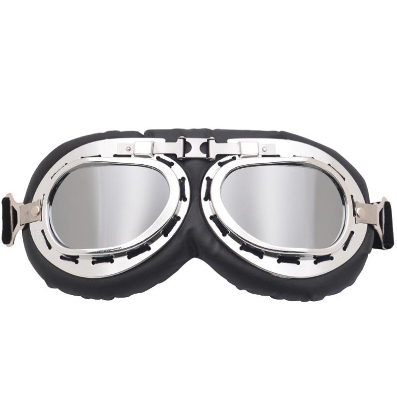Vintage Goggles Harley Style Silver Frame Copper Motorcycle Windproof Protective Eyewear Retro Goggles For Karting Riding And Biking