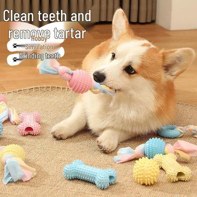 Jouets à mordiller durables en TPR pour chiens Golden Retrievers et Corgis - Bâtons et balles nettoyantes résistants aux morsures