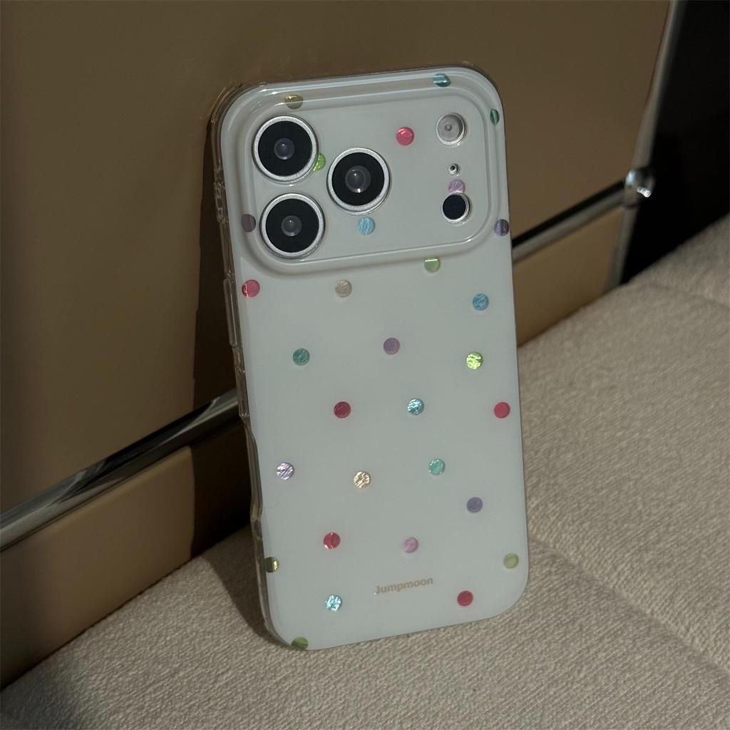 Gold-Plated Colorful Polka Dot Anti-Drop Case for iPhone 15/17/16 PRO MAX