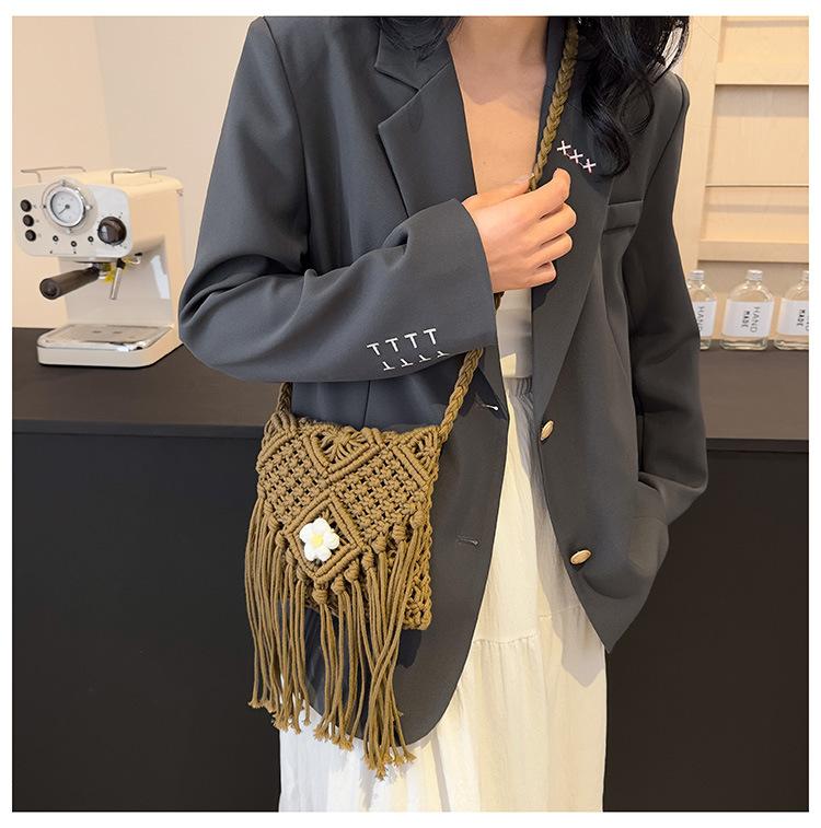 Богемная бахрома плетеная сумка женская 2024 новая интернет знаменитость сумка через — фото 6