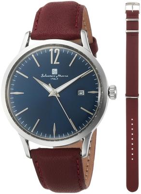 Watch with Interchangeable Authentic Red Men's Strap, SM17116-SSBL, Imported,