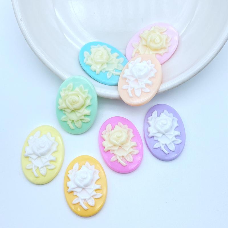 

10/20Pcs Resin Lovely Mixed Oval Shaped Flower Flatback Cabochon Scrapbook Kawaii DIY Embellishments Accessories L07 10PCS