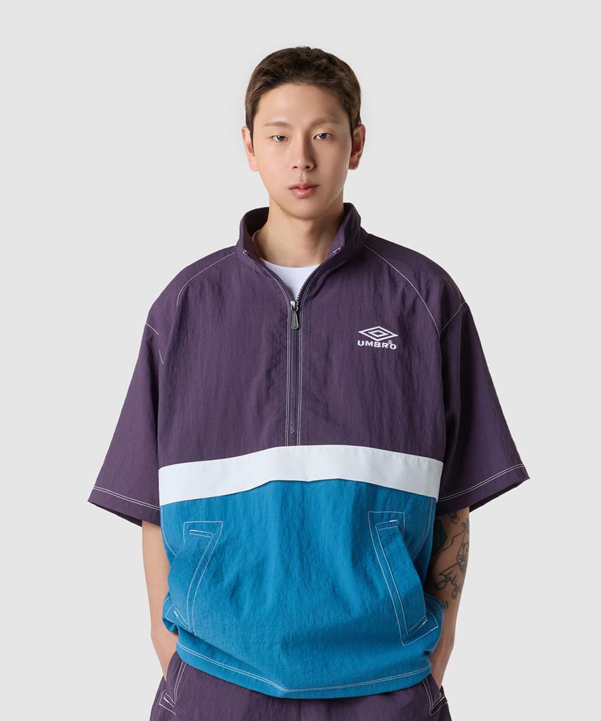 Umbro Crispy Taslan Short Sleeve Stand Neck Anorak Purple (Uq223Cwt59) (B Type)