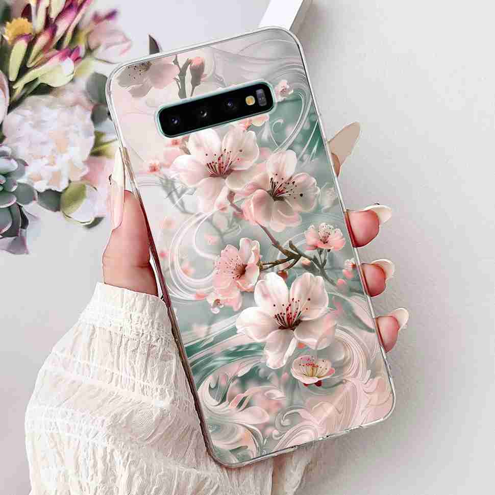 For Samsung Galaxy S10+ Case Fashion Design Soft Silicone TPU Back Cover For Samsung s10+ S10 Plus Butterfly Rose Phone Shell