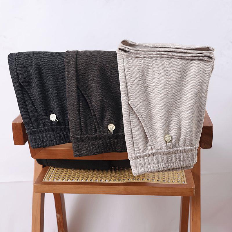 Mom's High-Waisted Drapey Wide-Leg Pants for Autumn/Winter - Plus Velvet for Middle-Aged and Elderly Women