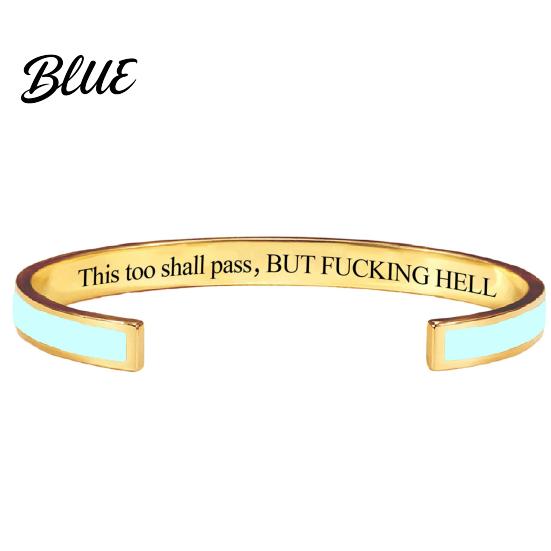 Adjustable Open Cuff This Too Shall Pass Mantra Bracelet Engraved Motivational Inspirational Bracelet Bangle Hidden Information Encouragement Jewelry