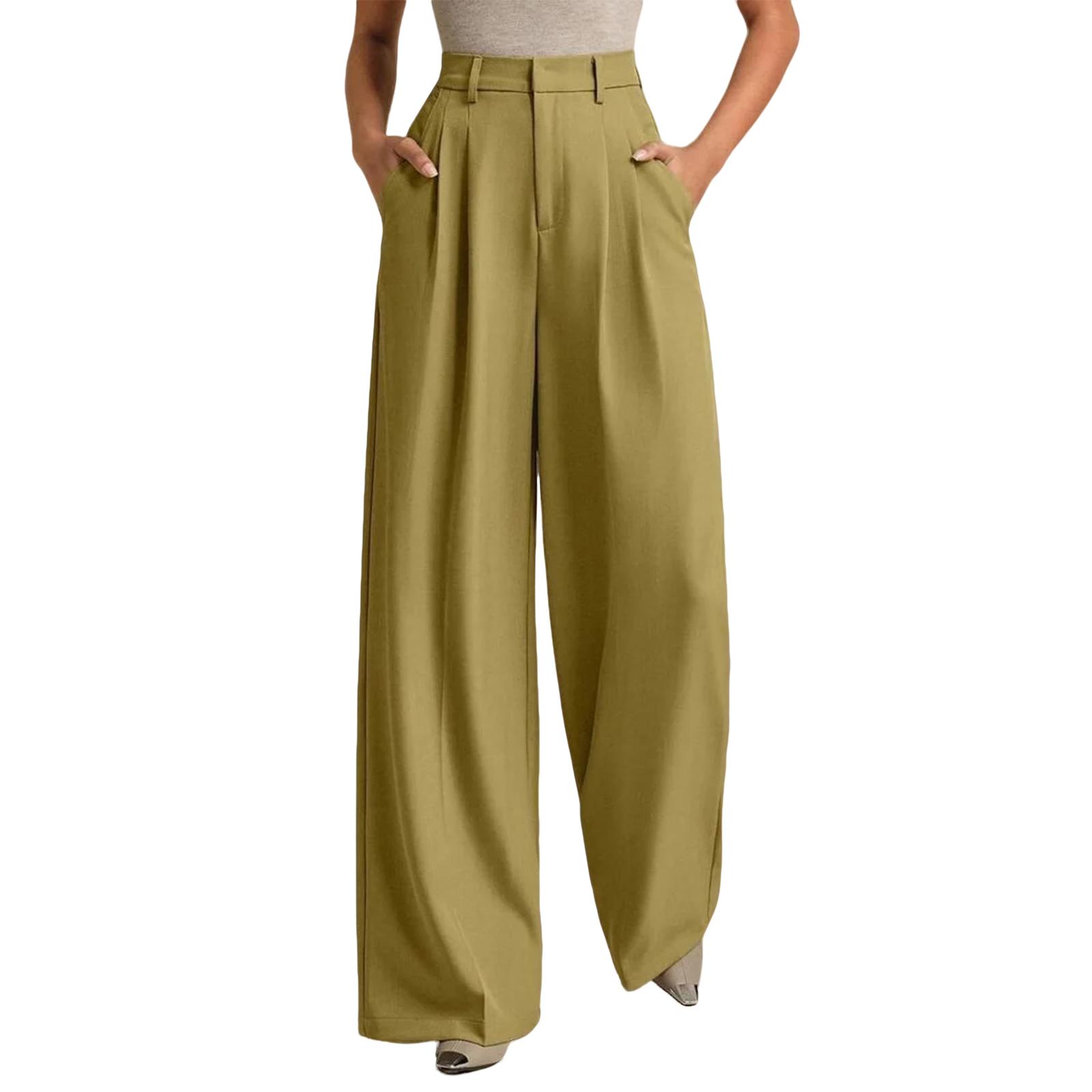 

Omen s Work Pants Wide Leg Dress Pants High Waisted Casual Business Pants Slacks XL жовтий