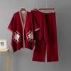 Women Suits Sets Embroidery Pants Thickened Sweaters Coat Top Longs Pants Three-piece Oversize 3PC Suit