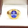 Tanzanite Oval Cut With 925 Sterling Silver Gold Plated Ring For Men's #B672 JL375688158010