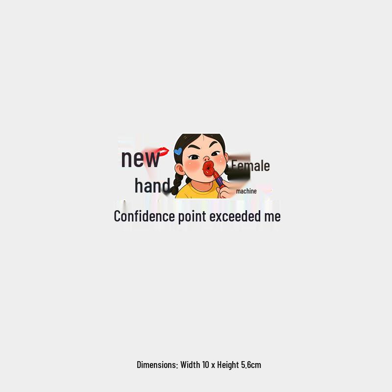 Confident Female Driver Fun Cartoon Rear Windshield Reflective Sticker