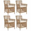 Garden Chair with Cushions 4 Pcs Beige and Cream Poly Rattan