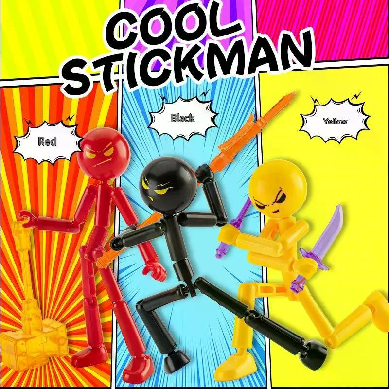 1 Set Novelty Action Figure Stickman Assembled Robot Movable 3D Printing Mannequin Multi-Jointed Stickman Toy