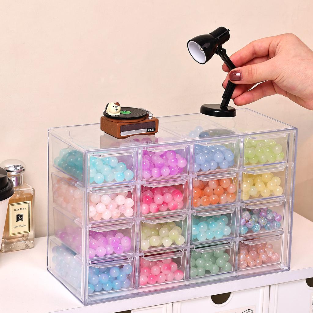 1pc acrylic 16 grid drawer style acrylic bead storage box, large capacity stackable loose bead jewelry accessory organizer