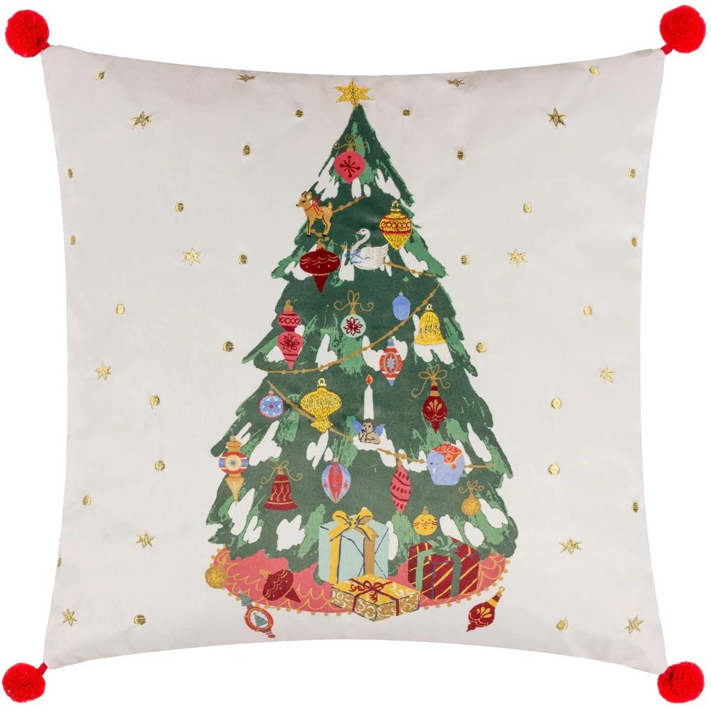 Furn Deck The Halls Tree Embroidered Cushion Cover