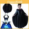 Captivating Maleficent Sorceress Evil Queen Girls Fancy Dress Halloween Costume With Horned Headwear