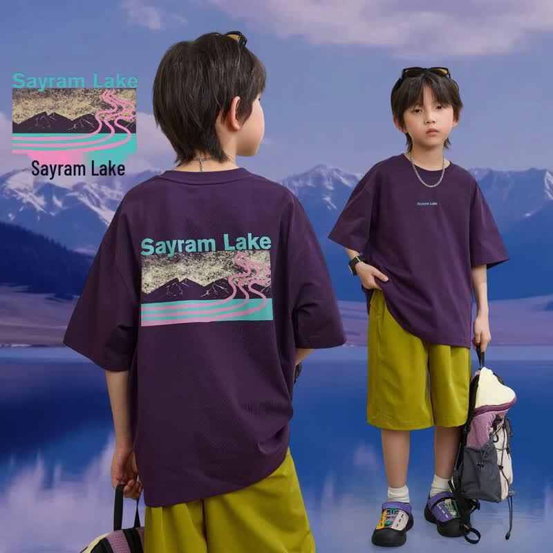 

Kids Geographic Print Loose Short Sleeve T-Shirt 110