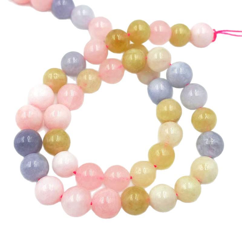 Multicolor Morganite Chalcedony Round Beads for DIY Jewelry - Earrings, Necklace, Pendant.