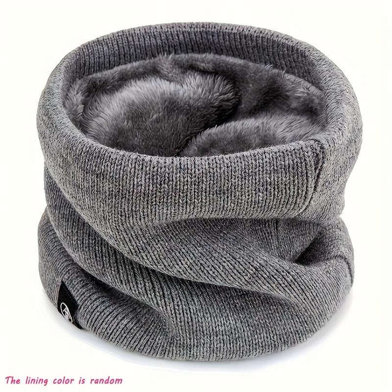 1PC Elegant Solid Color Polyester Scarf - with Velvet Lining - Retractable Knitted Neck - Warm