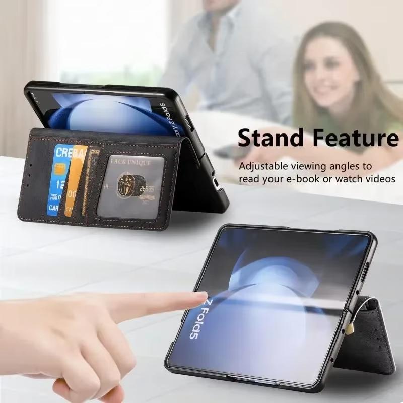Magnetic 2 in 1 Detachable Flip Card Wallet Case for Magsafe Samsung Galaxy Z Fold 7 6 5 4 3 Zipper Cards Solt Leather Bag Cover