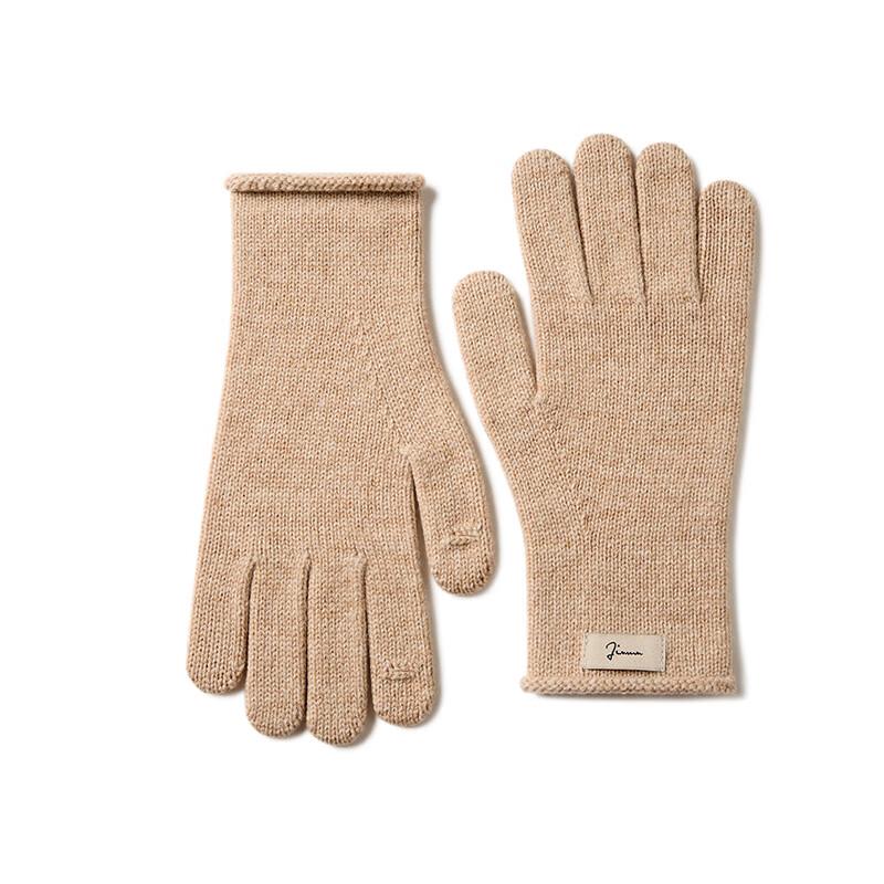 JIUMU Women's Pure Wool Warm Knitted Gloves
