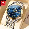 OELVS Men's Watches Top Brand Casual Original Wristwatch Waterproof Stainless Steel Scratch-Resistant Mirror Watch for Man