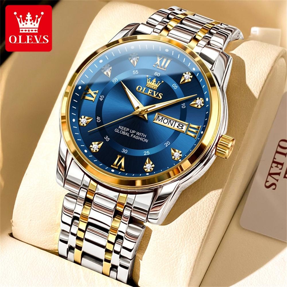 OELVS Men's Watches Top Brand Casual Original Wristwatch Waterproof Stainless Steel Scratch-Resistant Mirror Watch for Man