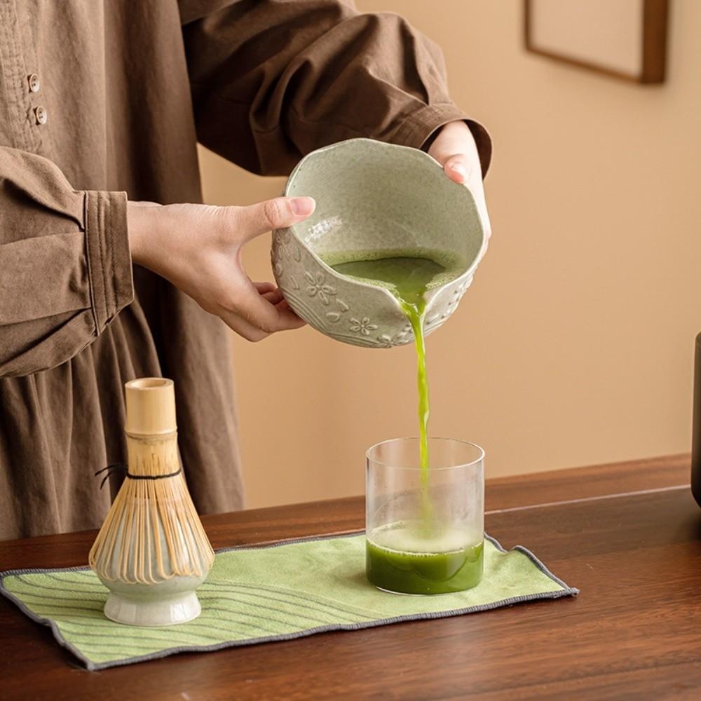 2/4/7 Pcs New Ceramic Matcha Bowl Sakura Flower Matcha Whisk Holder with Pouring Spout Reusable Japanese Tea Set Tea Lovers