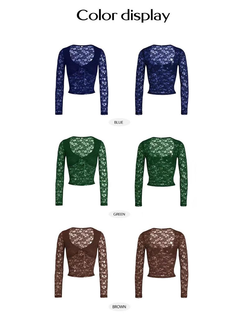 2026 Sexy Slim Fit Lace Hollow-Out Long Sleeve Top for Women