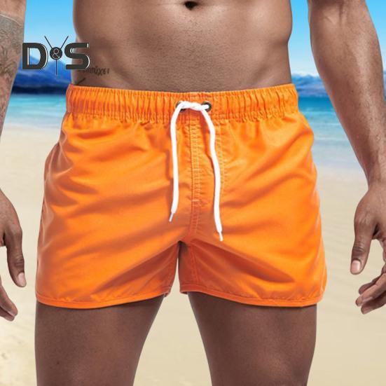 Sommer Low Rise Elastischer Bund Kordelzug Strand Surfen Shorts Atmungsaktive Seite Unregelmäßige Trim Männer Bademode Shorts