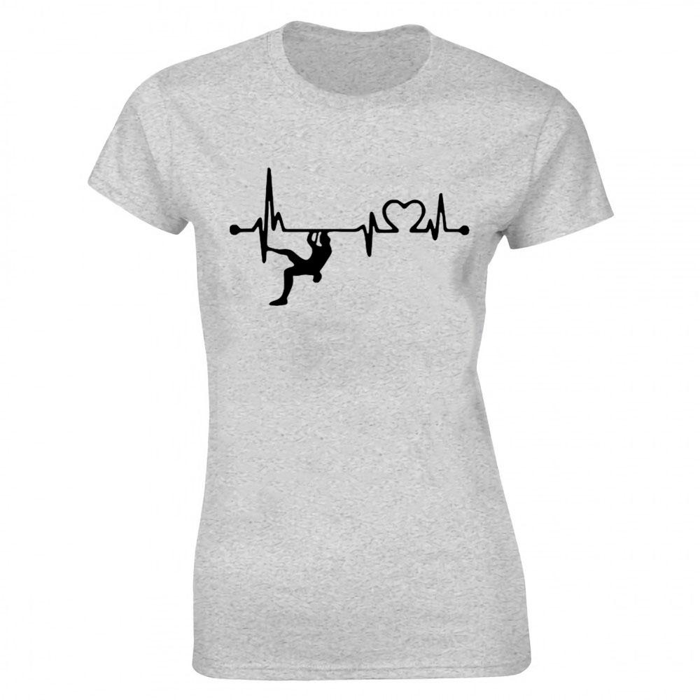 Kletterer Cooles Klettern T-Shirt Baumwolle Geburtstagsgeschenk Kurzarm Rundhals Hip Hop Berg Herzschlag T-Shirt Streetwear Damen