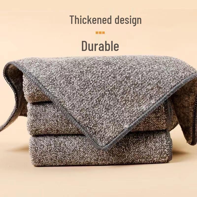 Bamboo Charcoal Dishwashing Cloth - Non-Stick, Oil Stain Removal, Thick, Absorbent, Easy To Clean.