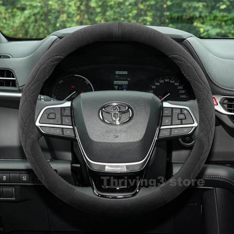 Suede Warm Car Steering Wheel Cover For Toyota Sienna 2026 Camry -2025 Winter Heating Covers For Covers Auto Accessories Round-Black