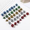 D12 D20 For TRPG DND 7-Die Glitter Dice Set Game Accessory Iidescent