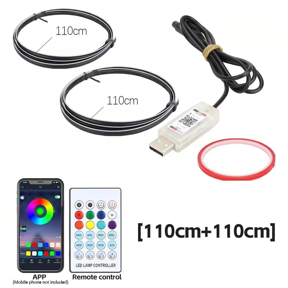 110cm Car Ambient Lights 3 in 1 LED Symphony RGB Atmosphere Lamp Hidden Car Interior Lamp USB APP Remote for Tesla Model 3 Y S X