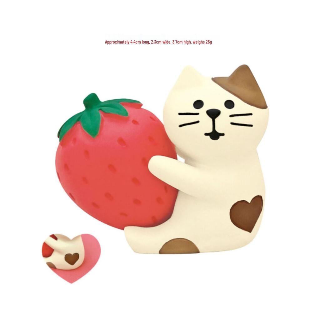 Japanese ZAKKA Cat Strawberry Chocolate Cake Shop Resin Ornament
