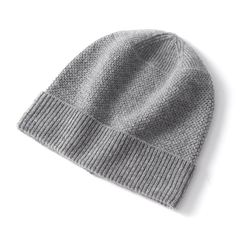 

Кашемировая осенне-зимняя унисекс вязаная шапка высокого класса однотонная, уличная, теплая, из толстой пряжи, повседневная шапка с отворотом One Size