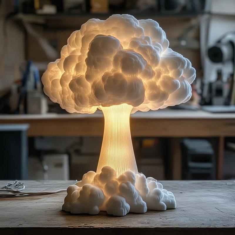 3D Mushroom Cloud Table Lamp Simulation Multipurpose Atomic Bomb Blast Night Light Handmade Resin LED Reading Light Desk Decor